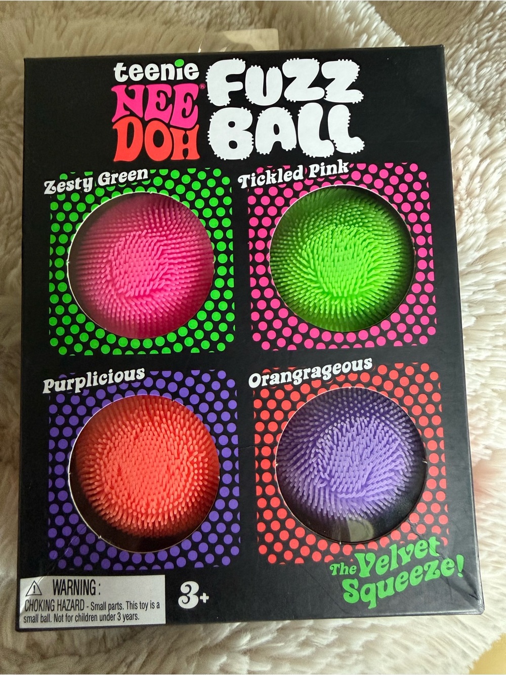 NEE DOH Fuzz Ball Set - Teenie edition! Pink, Green, Orange, Purple